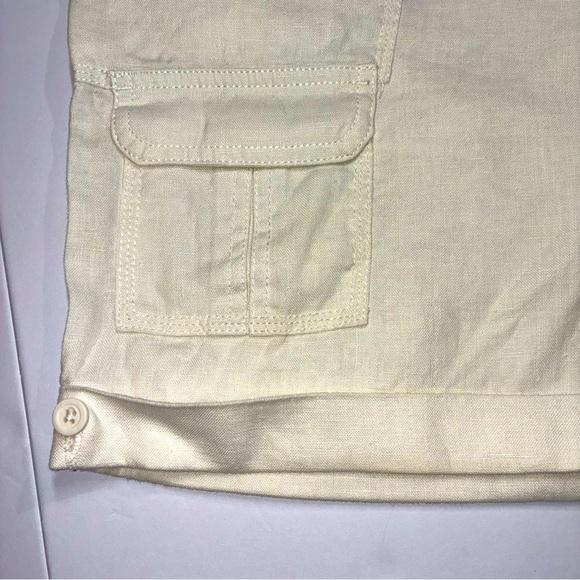 100% Linen Shorts Ivory Size 16 Coldwater Creek Minimalist Coastal Grandma - Picture 2 of 7